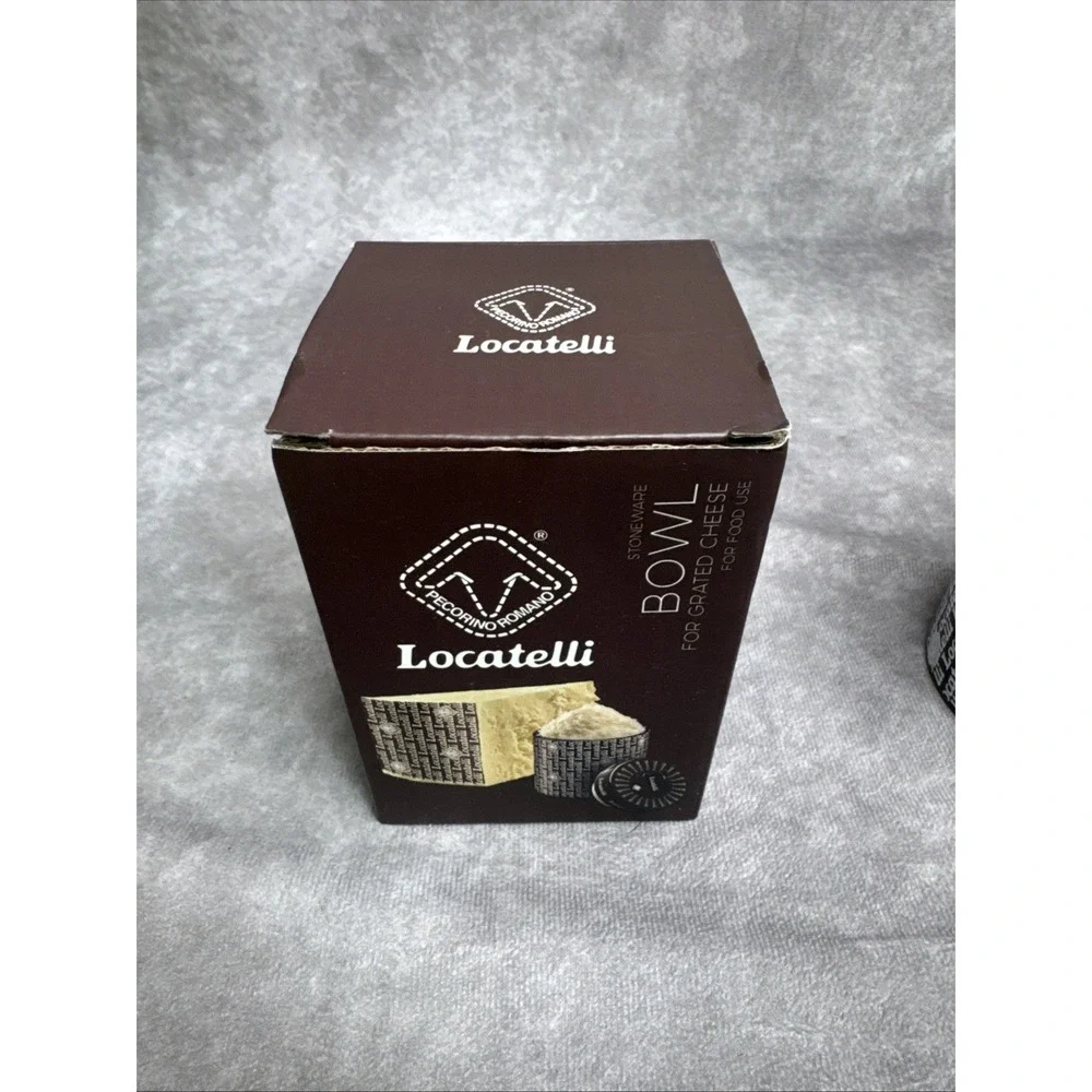 Locatelli Stoneware Bowl Cheese Container Lid New Ceramic
